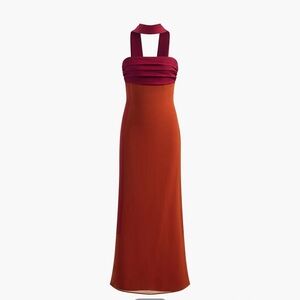 Commense Strapless Dress in Burgundy and Orange